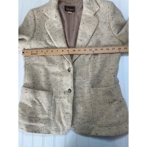 Vintage Sears Wool Blend Cream Tan Jacket Blazer - Size Women's Medium - Picture 5 of 10